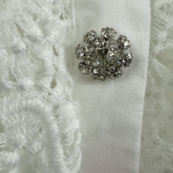 Moeva Flavy White Lace Cover-Up Maxi Skirt Large Crystal Rhinestone Snap Button - Picture 6 of 16